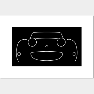 Austin-Healey "frogeye" Sprite British classic car minimalist outline graphic (white) Posters and Art